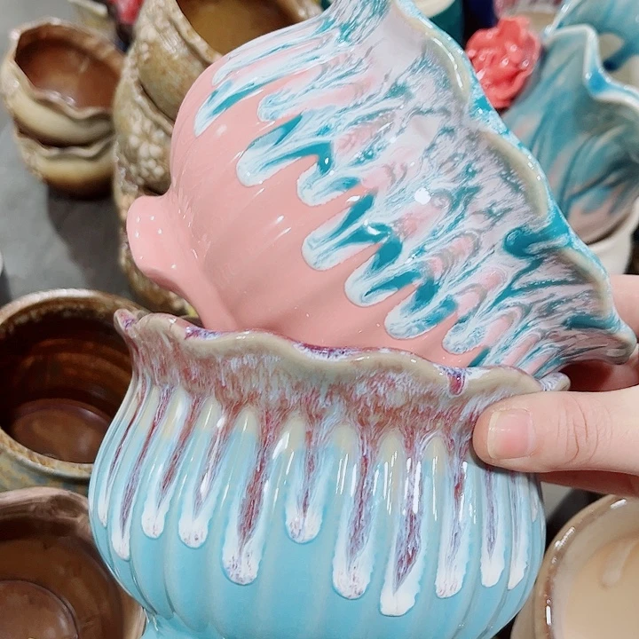 有孔。多肉陶瓷花盆满10元包邮