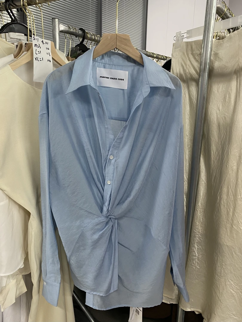 春夏设计感小众扭结交叉衬衫女