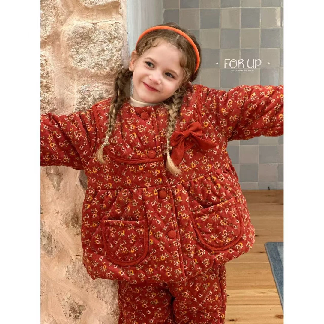 [FORUP]法式冬季新款琳达加棉加厚碎花套装244-FU-71106多色