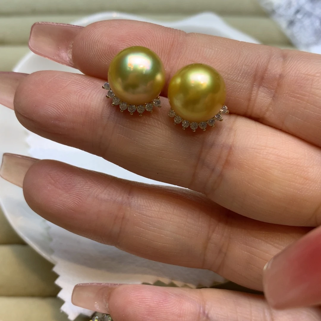 银S925镶嵌耳饰海水珍珠