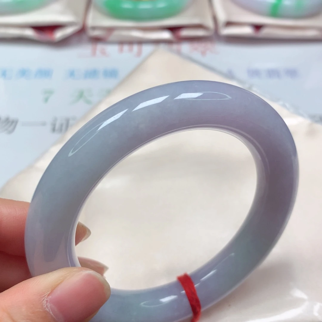 翡翠未镶嵌手镯细糯冰等春紫胖圆5556