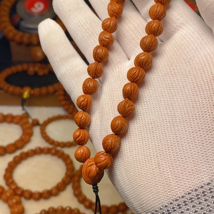 ·***·桃核手串秦岭龙纹桃核