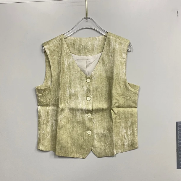 2502115老钱风先来上半截马甲亚麻女25春装新款百搭显瘦