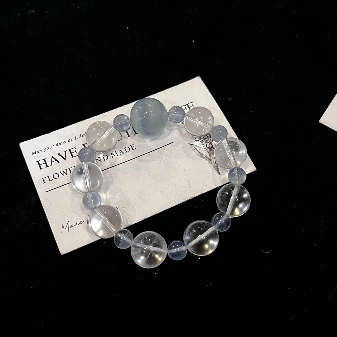 D880 14mm白水+魔鬼蓝绿萤石设计款手串 多样性发一