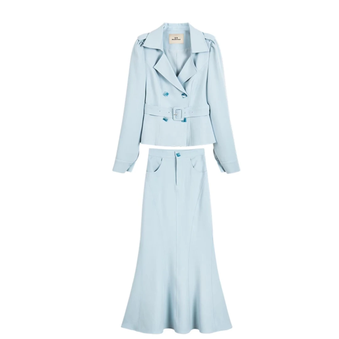 XY7322/XY7321熙芸气质高级感减龄轻熟蓝色套装裙