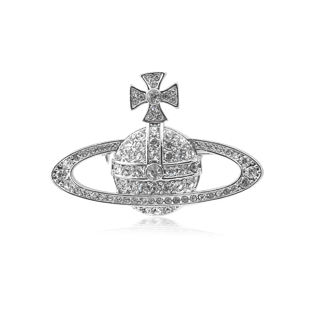 铜合金合成锆石胸针 大土星胸针小众欧美灵动满钻