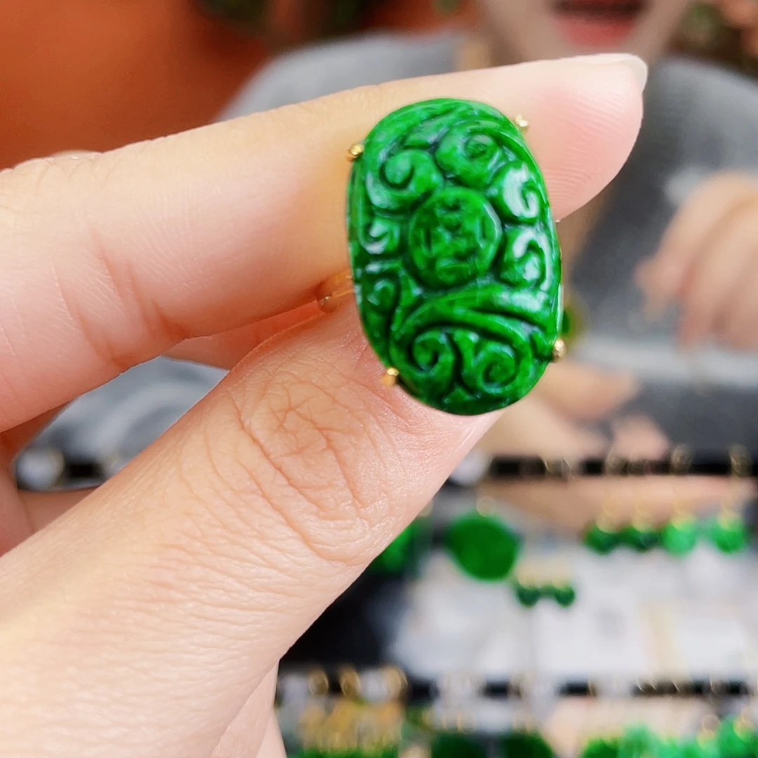 翡翠银S925镶嵌耳饰