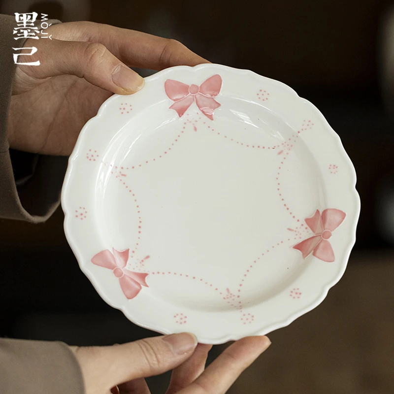 墨己 玉泥-有田烧蝴蝶结-花边壶承