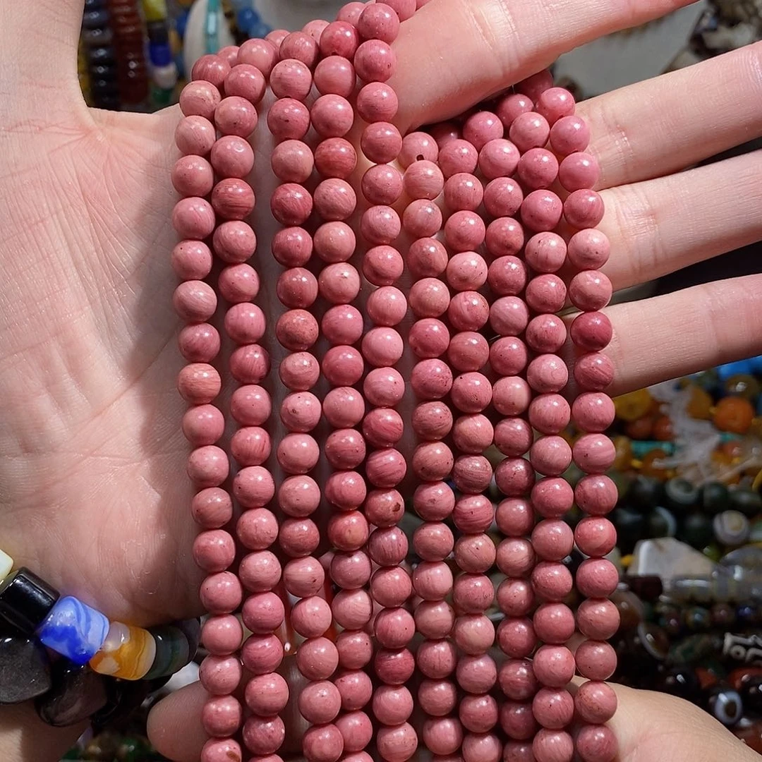 石英质玉未镶嵌，A品红纹，石8mm，