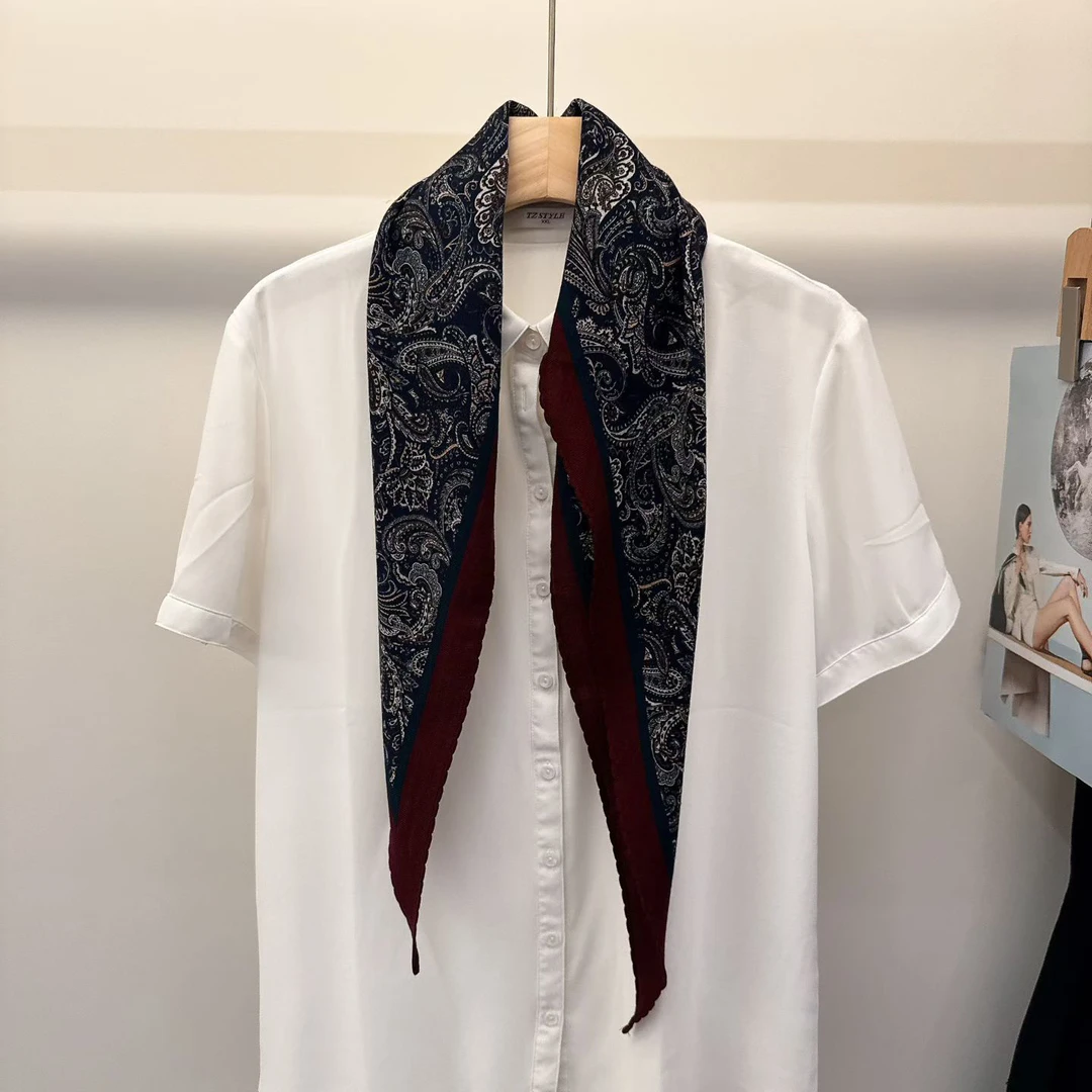 丝纡----腰果繁华 重磅丝羊毛百搭丝巾围巾菱形巾110*40