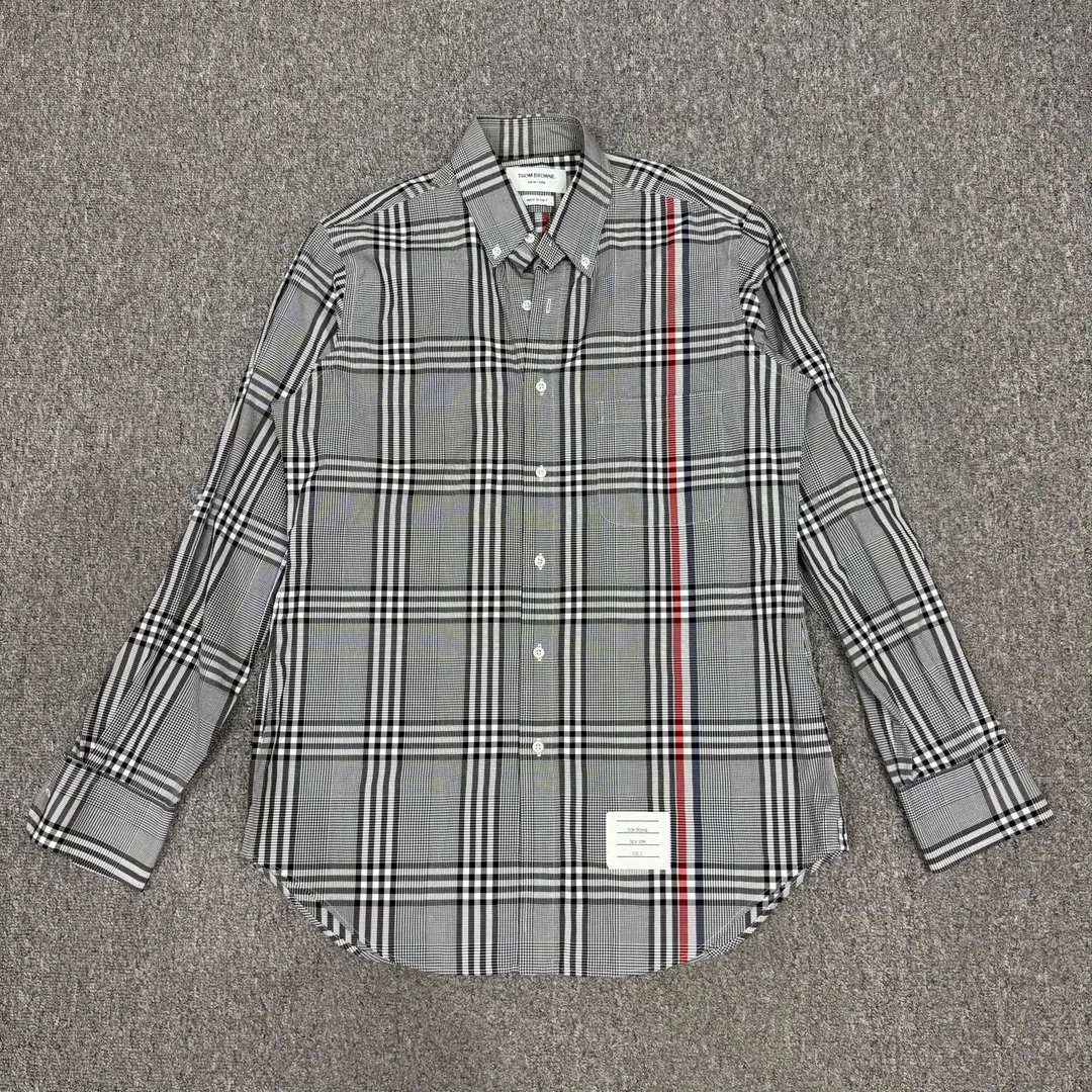 99新 THOMBROWNE 13530062 Thom Browne灰色格纹长袖衬衫 3码99新