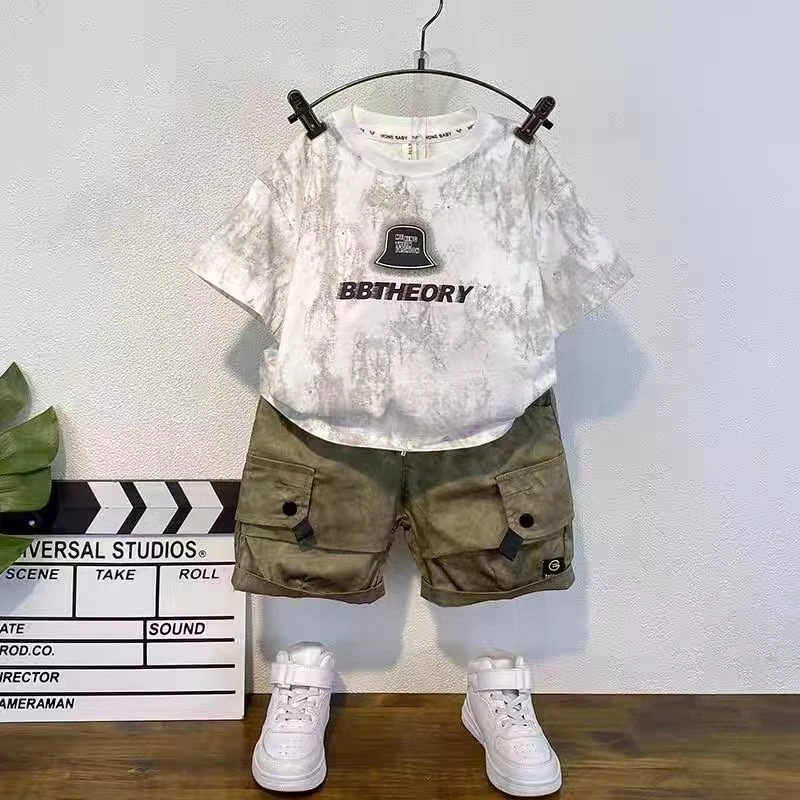男童短袖套装洋气儿童2025新款时髦炸街中小童夏季薄款时尚潮童装
