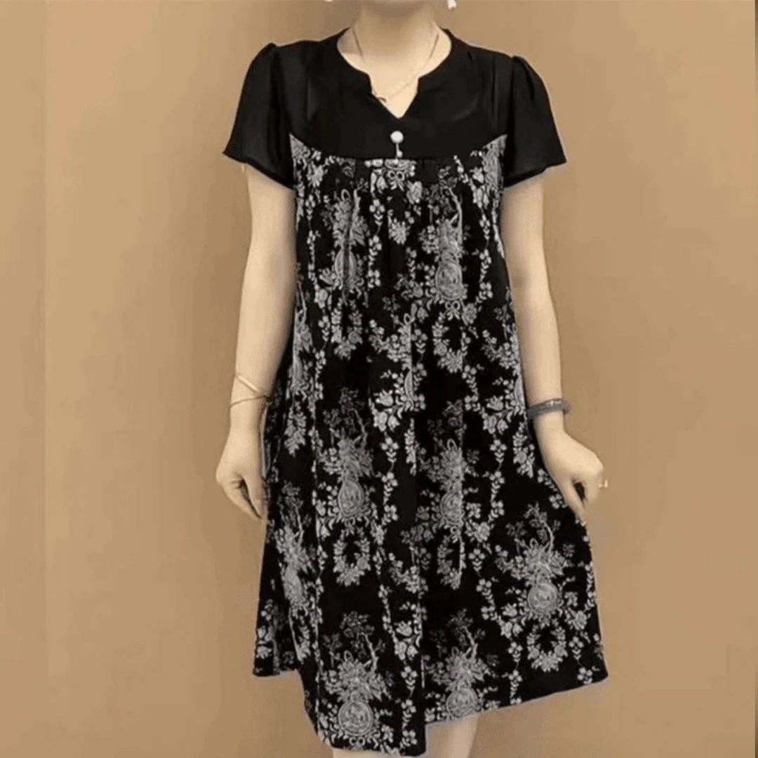 02新款时尚肚子连衣裙洋气遮肉拼接显瘦