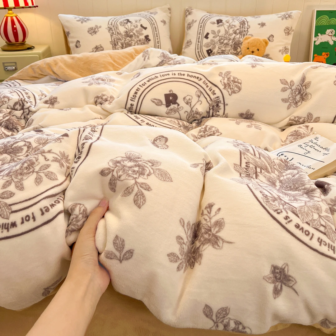 A类牛奶绒被套单件印花150x200x230冬季保暖家用高档加厚加绒被罩