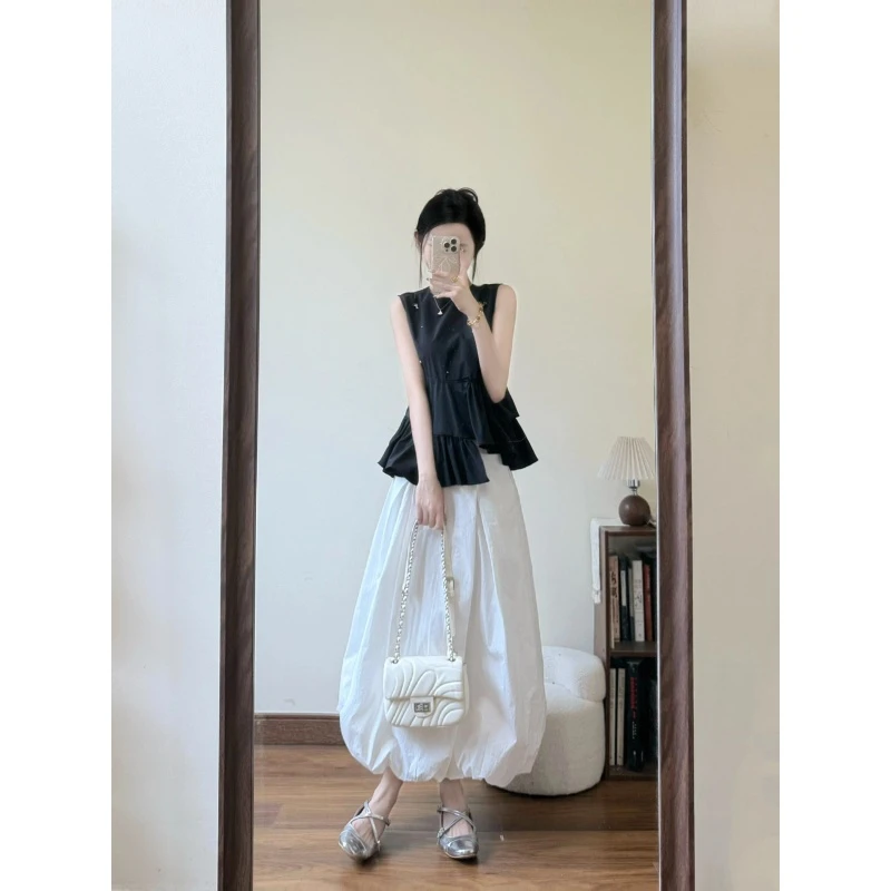 MARIE.COCO设计感高级感休闲宽松百搭显瘦气质上衣加半裙花苞套装