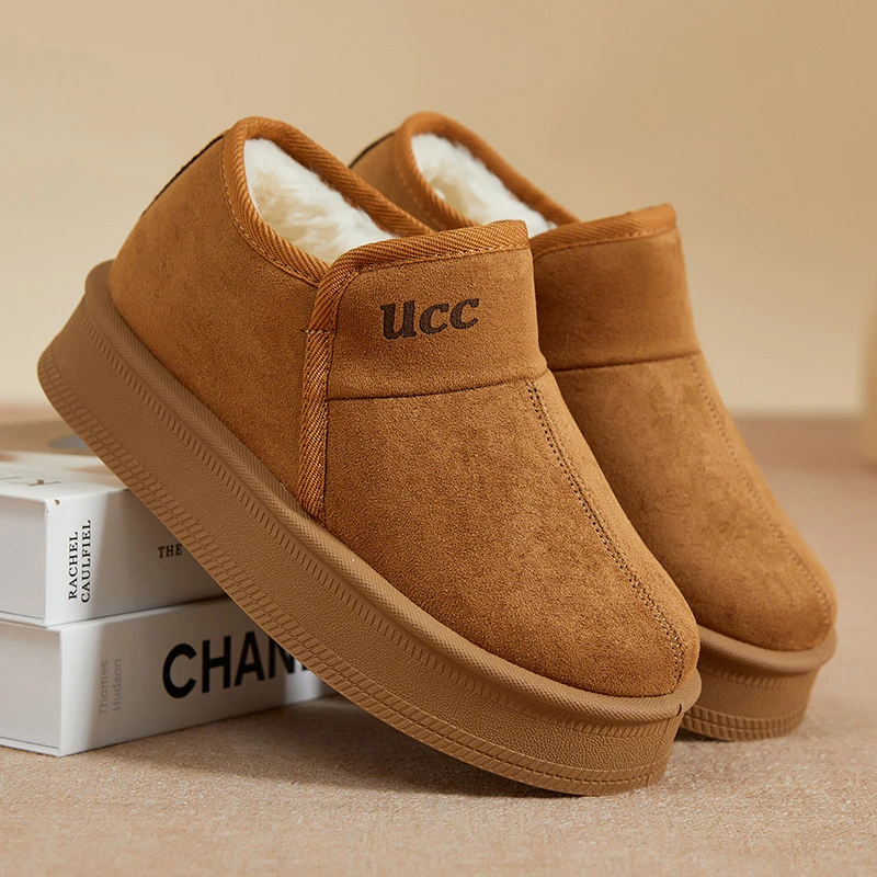 冬季新款加绒保暖雪地靴女厚底棉鞋百搭时尚妈妈松糕跟套筒短靴女