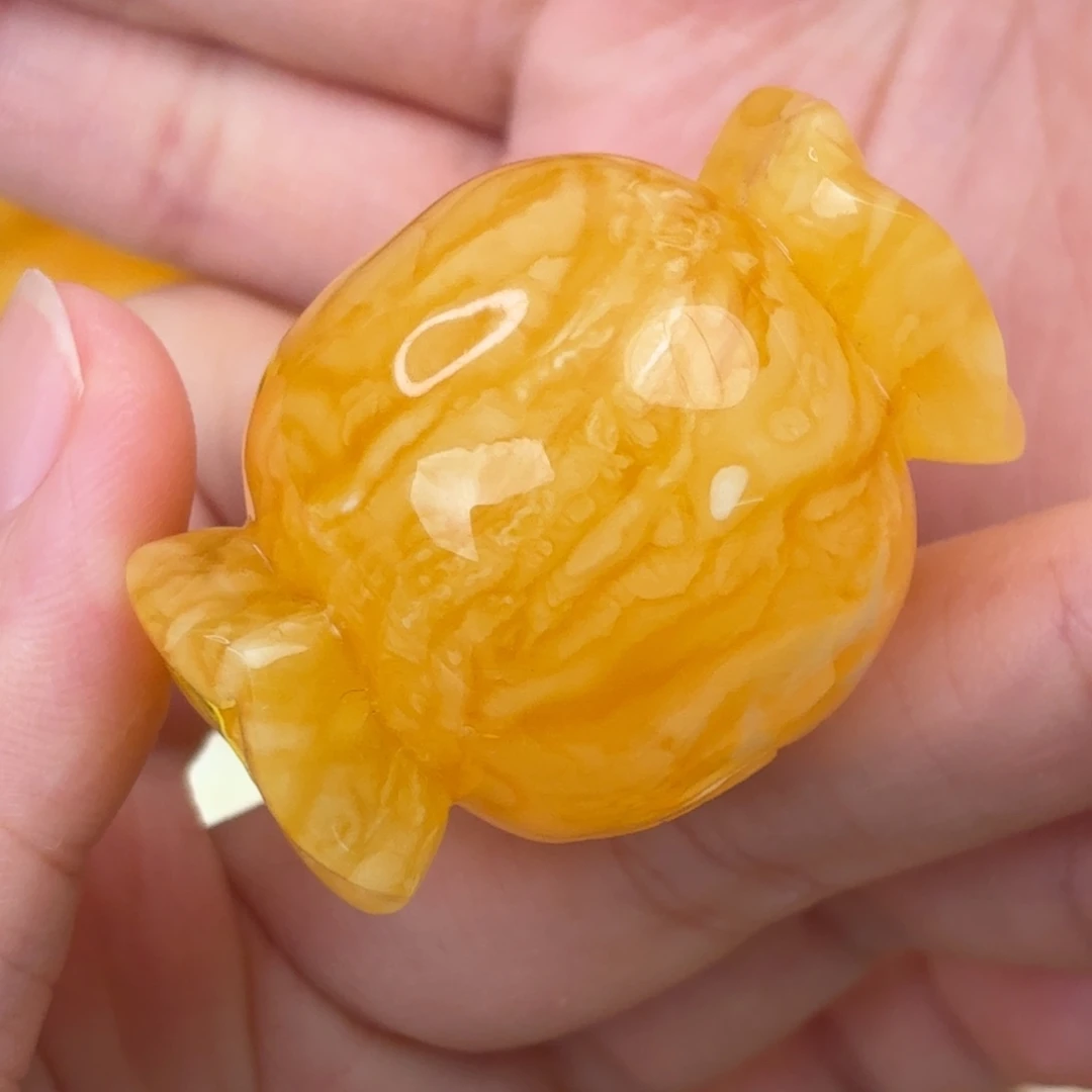 裸石蜜蜡未镶嵌虎皮纹糖果