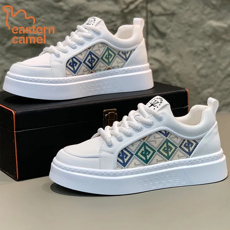 东方骆驼男鞋夏季透气时尚休闲板鞋厚底百搭潮流学生运动帆布潮鞋