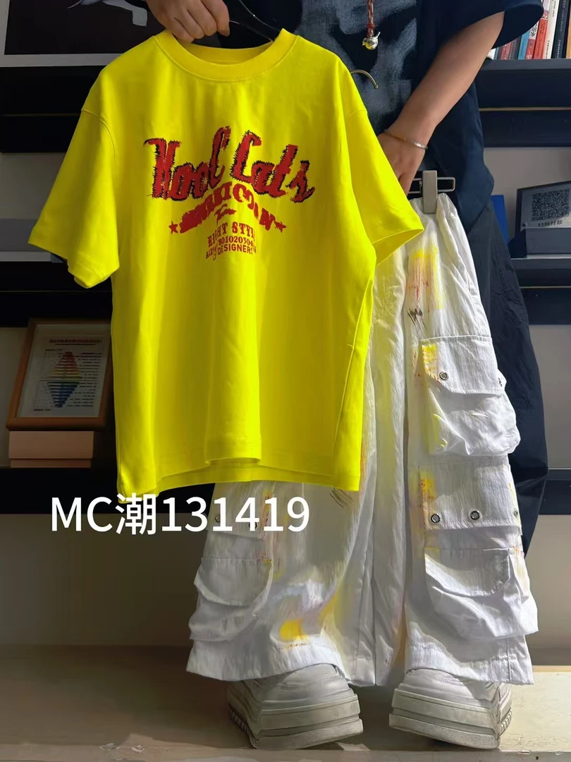 【白色休闲裤】蒙蒙潮童2025夏款脏脏裤大兜设计感裤子