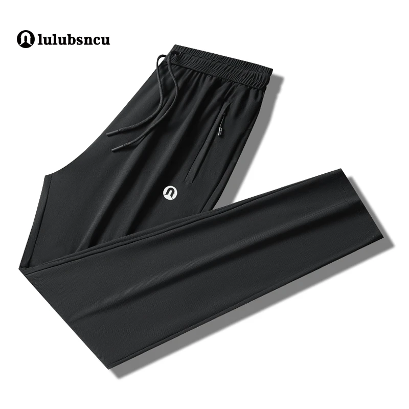 lulu运动裤男2025夏季薄款宽松大码休闲长裤子冰丝速干透气直筒裤