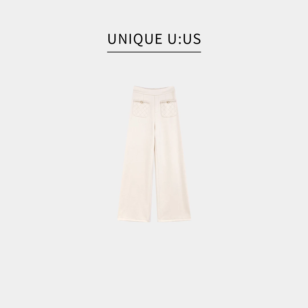 【梦梦】暖杏拂晓秋冬新款气质百搭高腰显瘦设计款休闲裤2512851