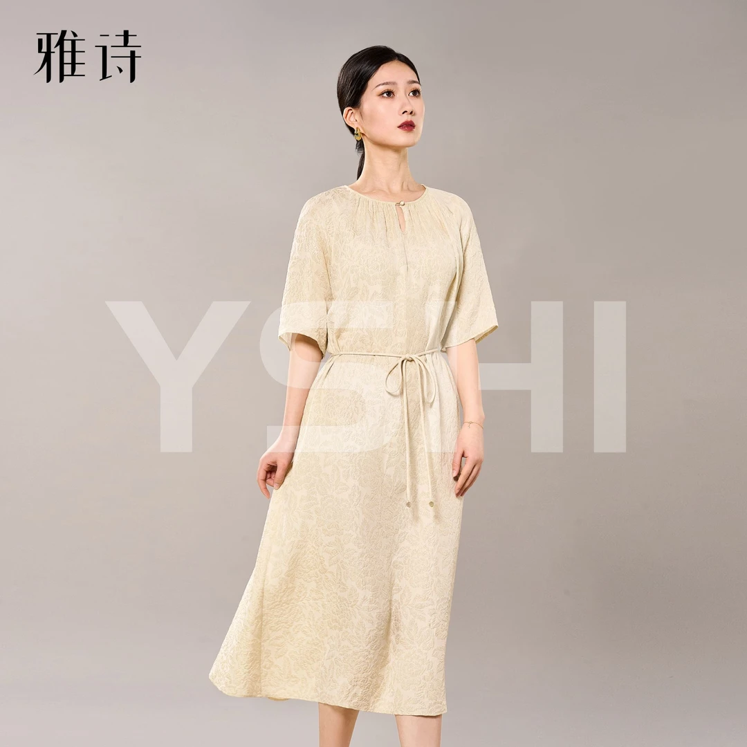 【YASHI】"星海‘’25姆米重磅冠乐绉桑蚕丝连衣裙 QXX246-ES24612