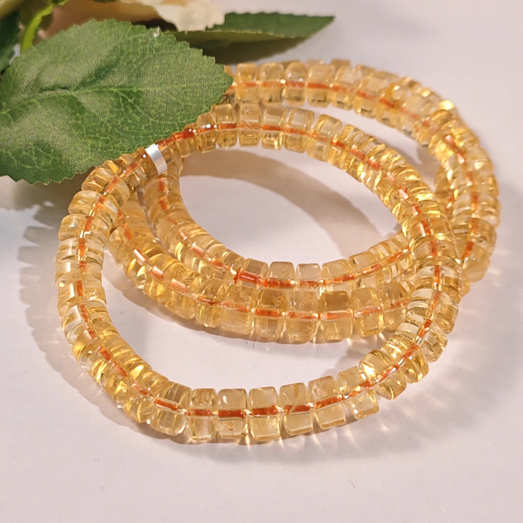 【书记甄选】天然黄水晶直切单圈手链 多样性发一件 约7mm 6511CK