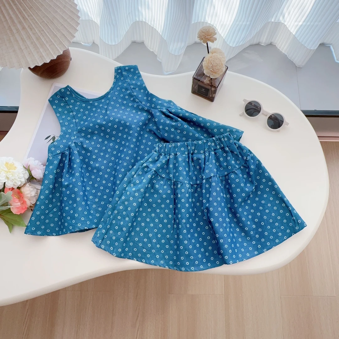 2025夏 洋气小小邹菊无袖背心两件套女童套装X-25242