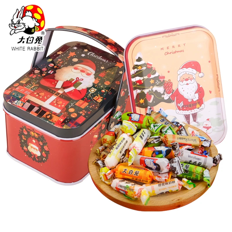 大白兔奶糖圣诞糖果铁盒114g送礼礼物糖果礼盒童年回忆小零食糖果