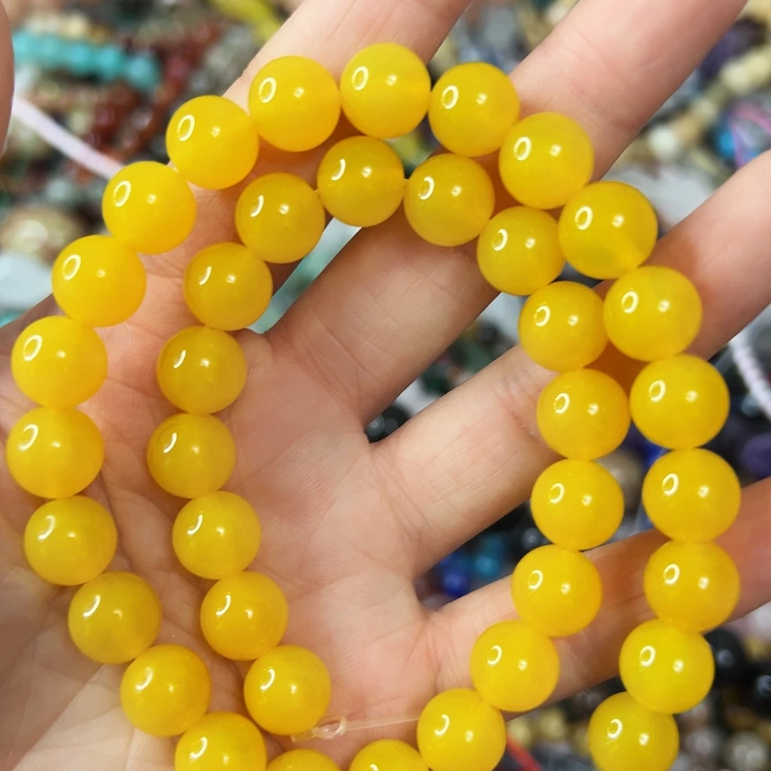 玛瑙/玉髓未镶嵌珠宝半成品 7A级卡10黄玛瑙一条