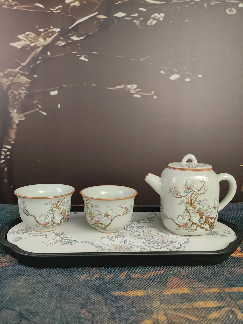 梅花开了茶壶+2杯+茶盘-ZH2241