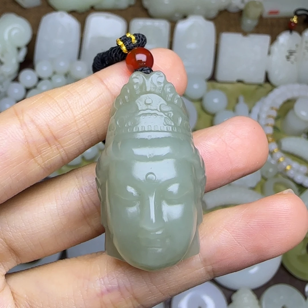 和田玉未镶嵌挂件观音