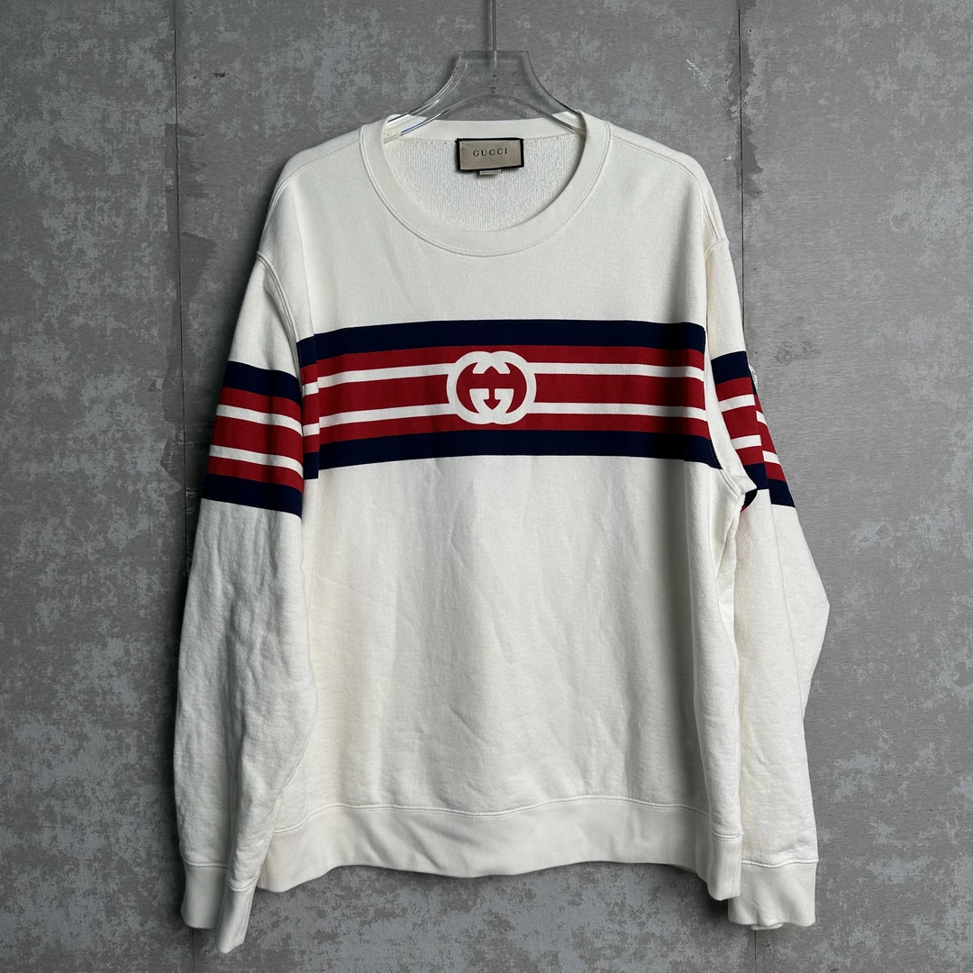 未使用 WE11 DONE 瑕疵/XL*1/古驰/条纹双Glogo圆领卫衣/12621/JP