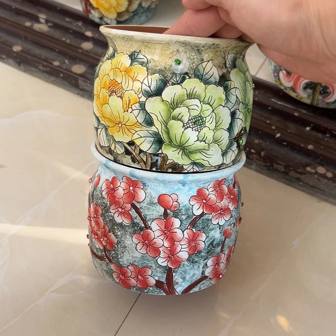 虫***虫景德镇炫彩手绘景德镇陶瓷花盆