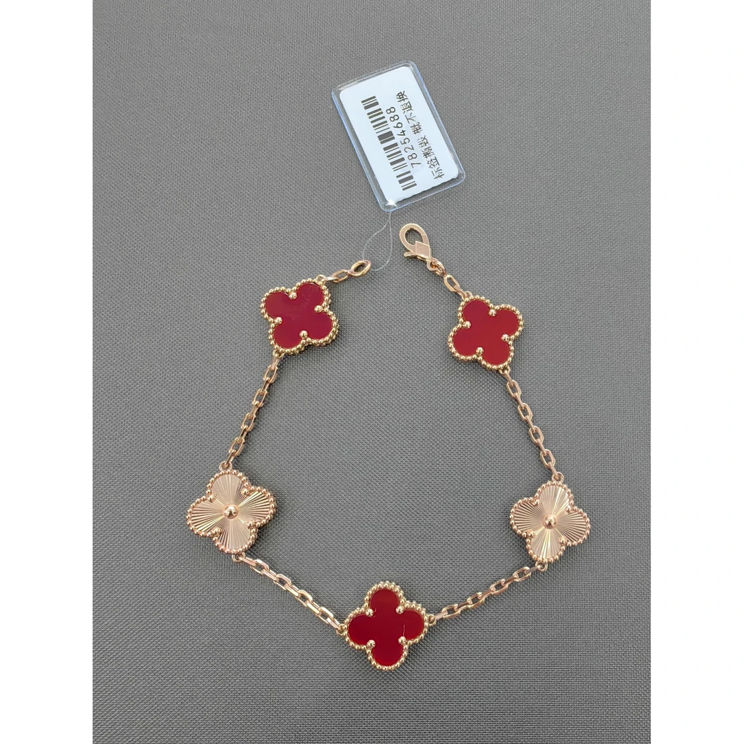 18k玫红玛瑙3+2镭射手链（倒模版）