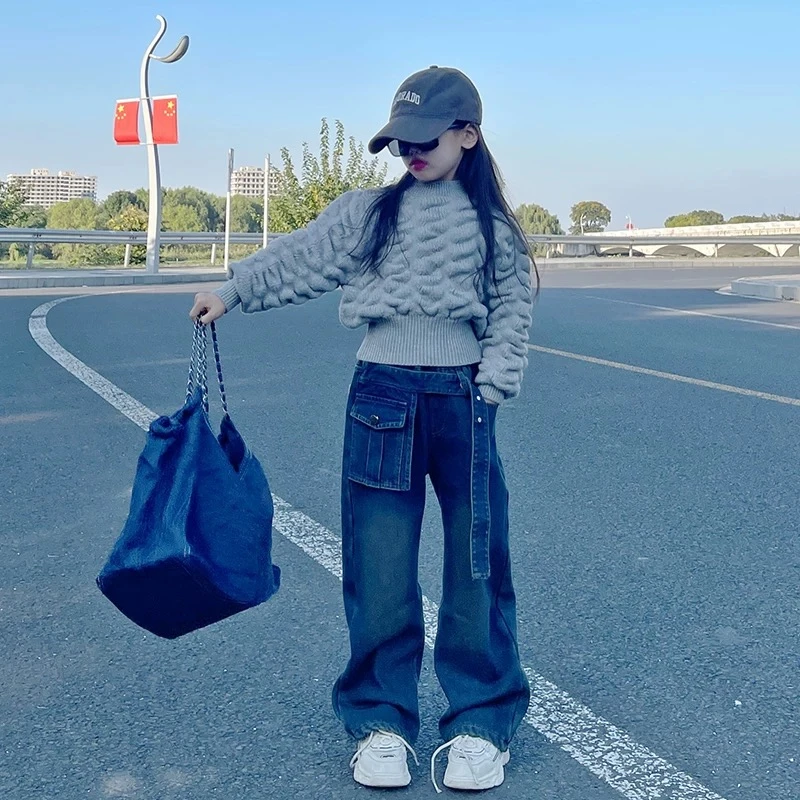 411213《浅灰》优选韩版儿童休闲舒适秋款百搭毛衣