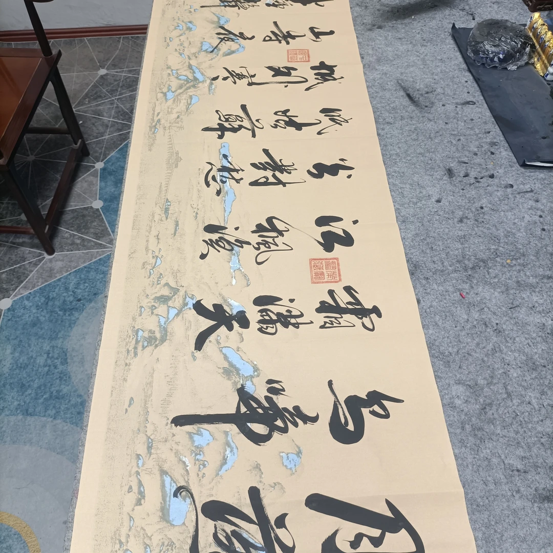 刘圣福老师/枫桥夜泊/6尺千里宣纸/180*48/手写/