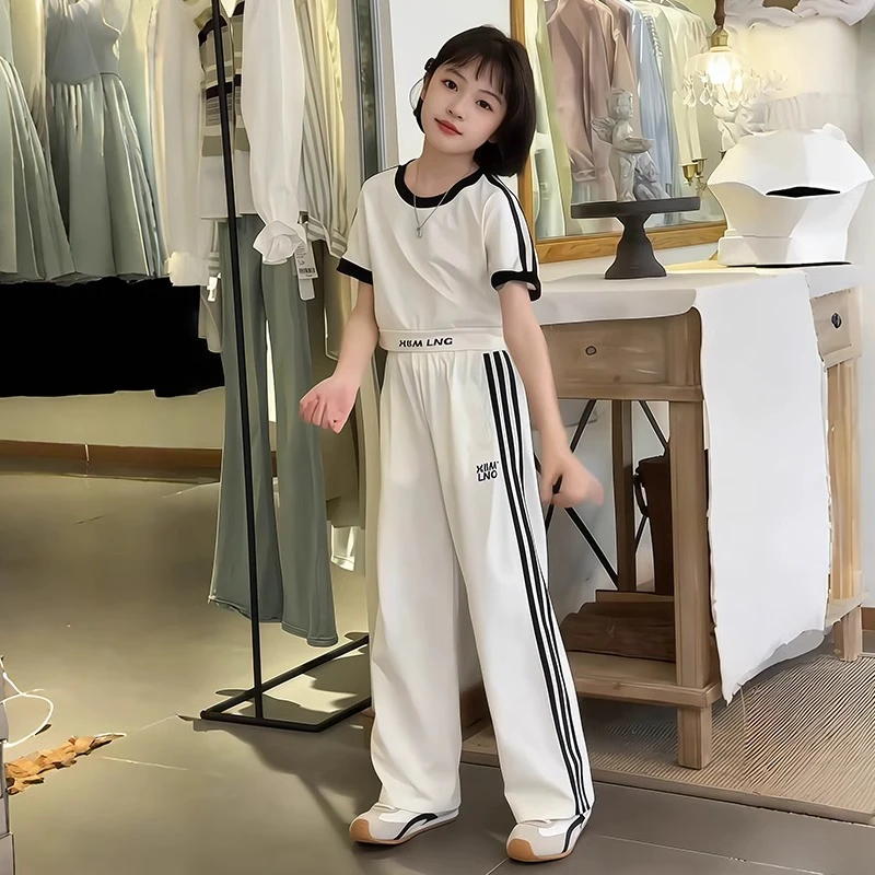 女童套装夏季2025新款韩版儿童时尚修身短袖女孩休闲潮酷穿搭洋气