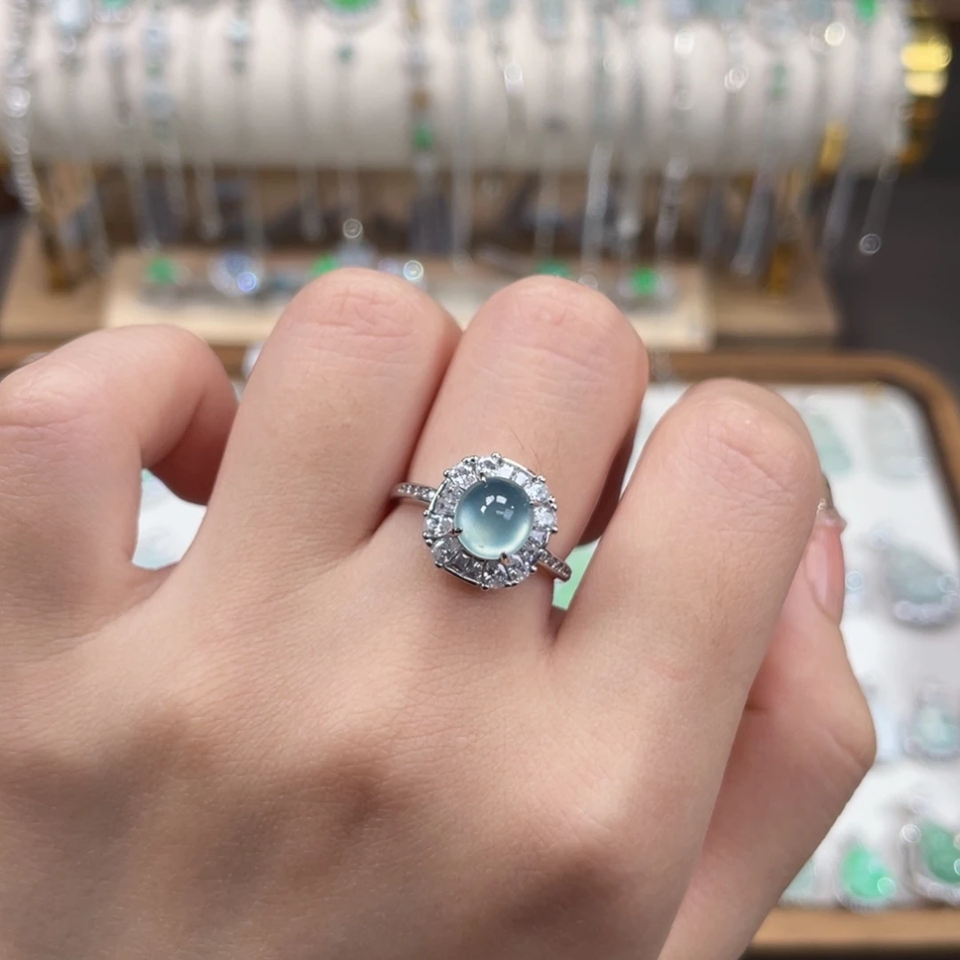 翡翠银S925镶嵌戒指