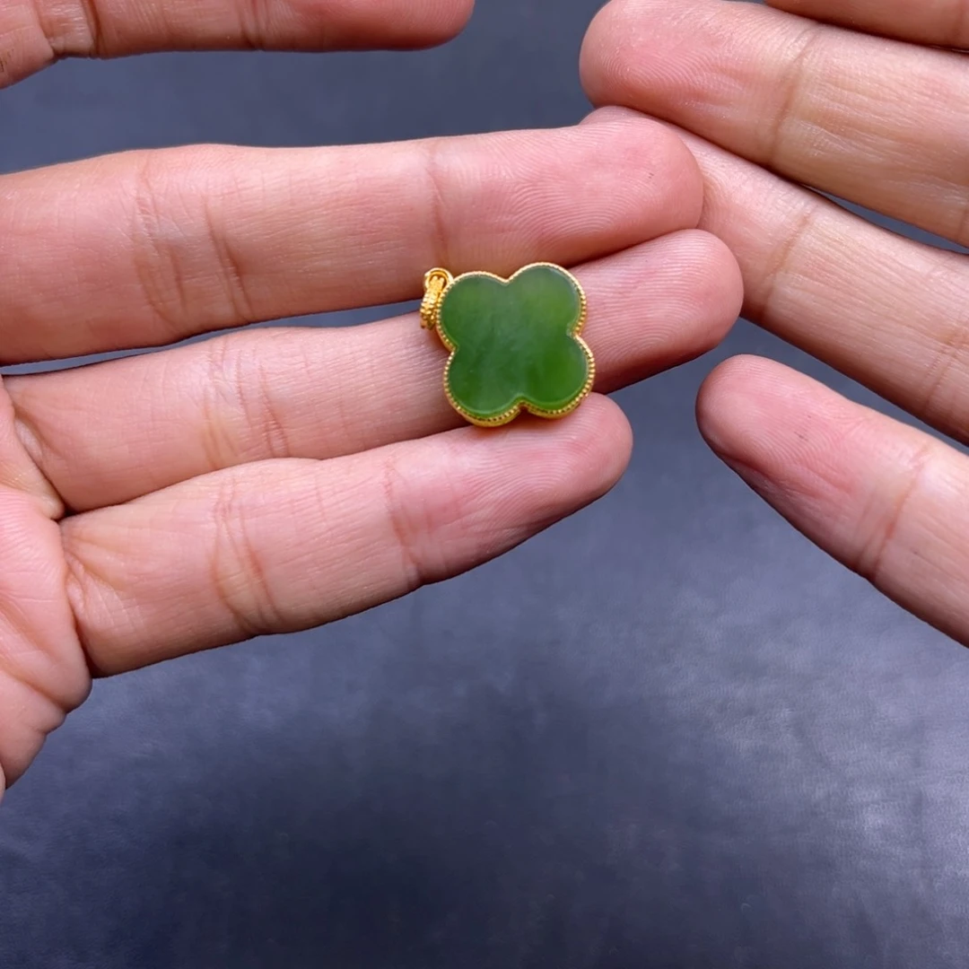 和田玉颈饰银S925镶嵌