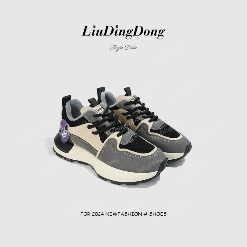 【刘叮咚女鞋】2024秋冬新款女鞋百搭厚底运动休闲板鞋ins潮鞋加绒