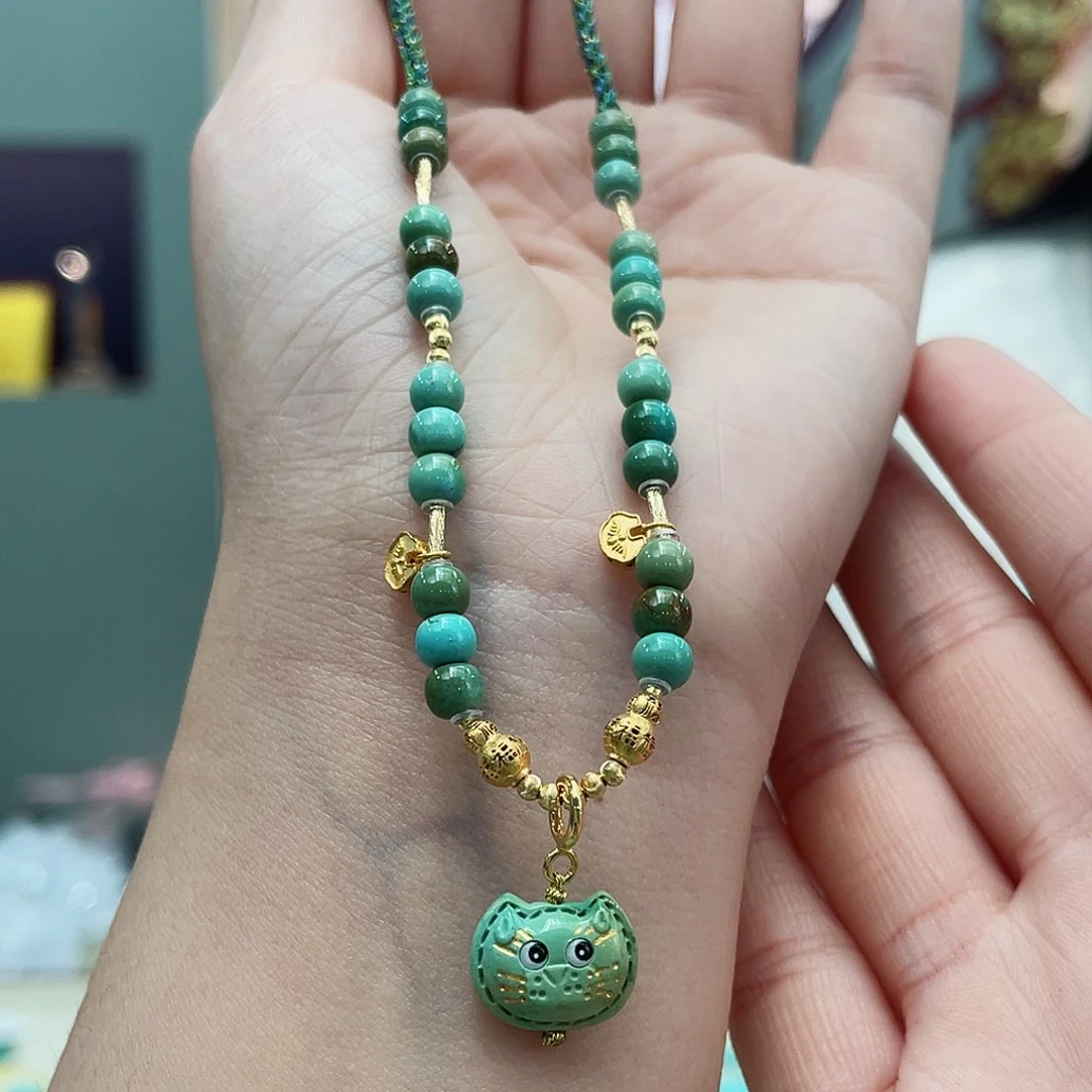 绿松石颈饰18K金镶嵌