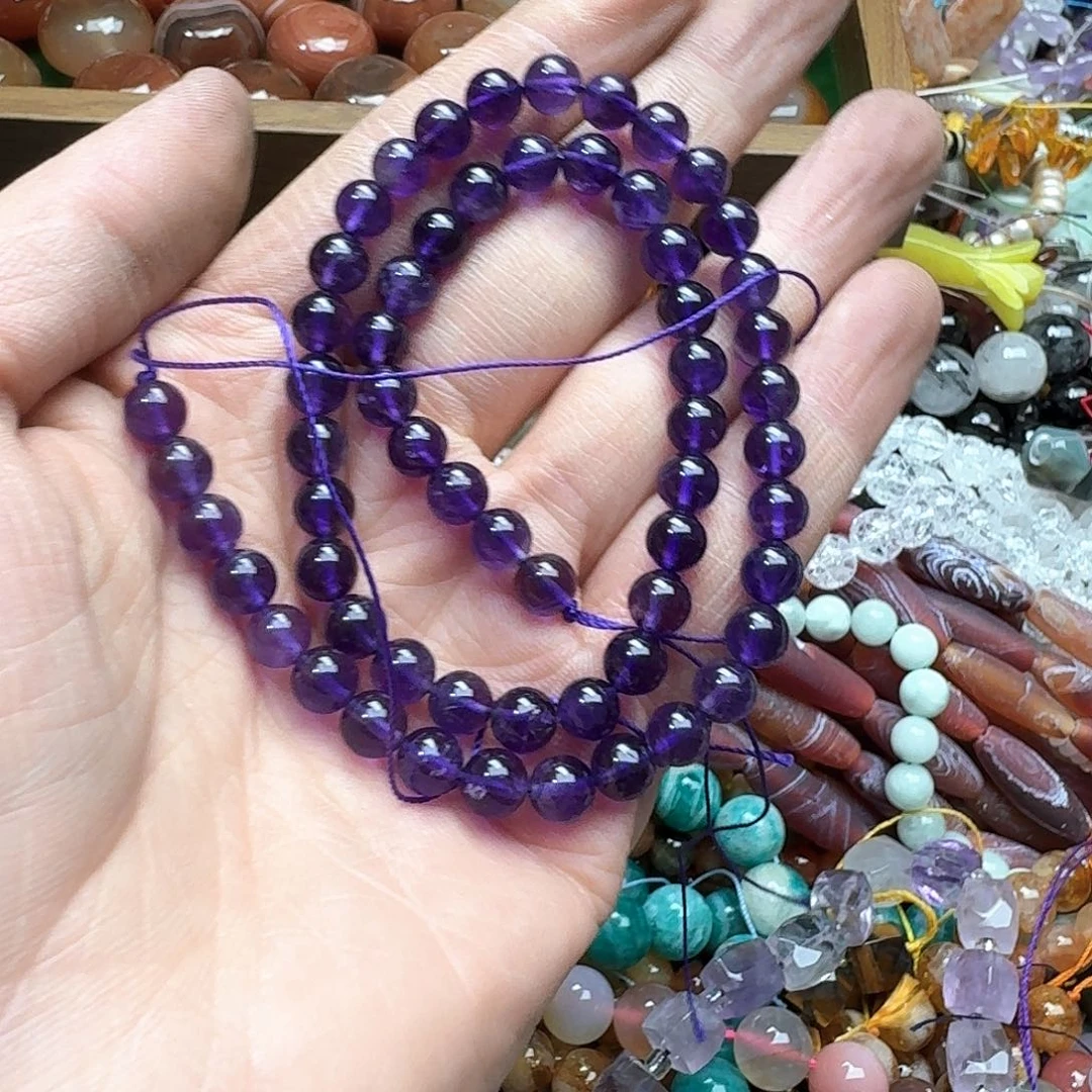 玛瑙/玉髓未镶嵌珠宝半成品一条6mm紫水晶