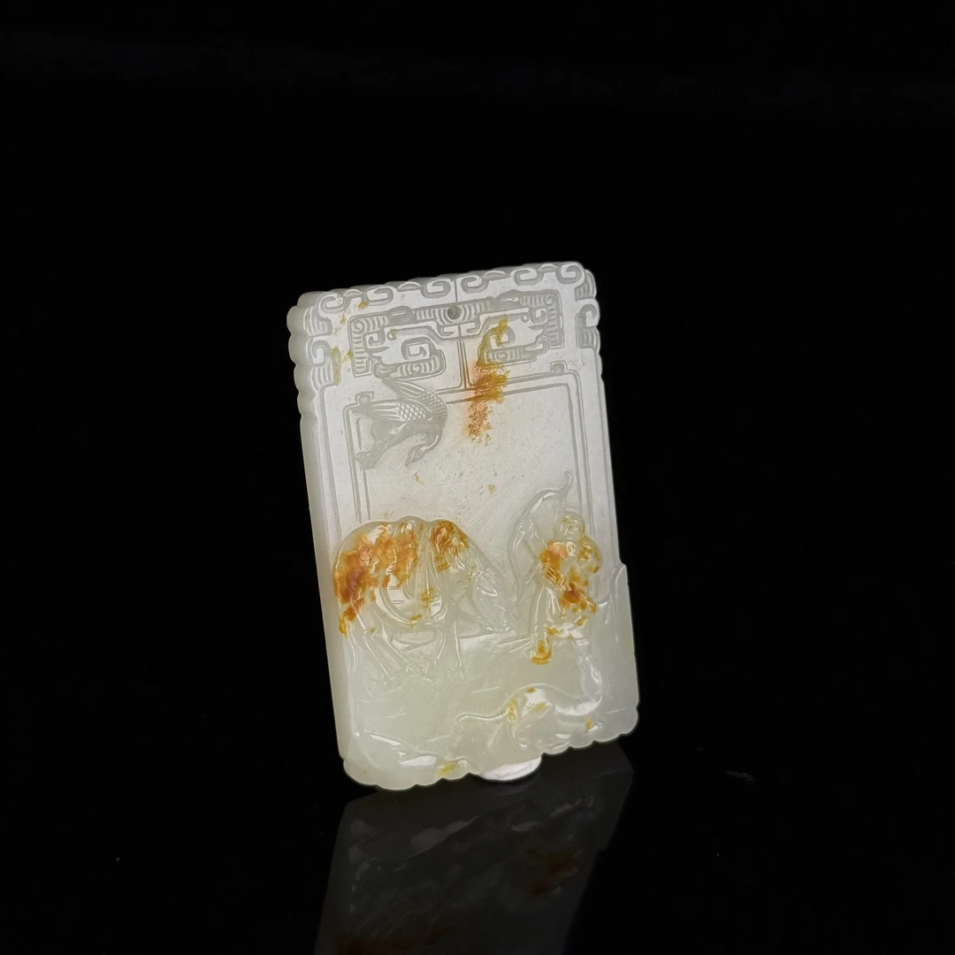 WL383246/民国和田玉人物故事玉牌/上海西香记