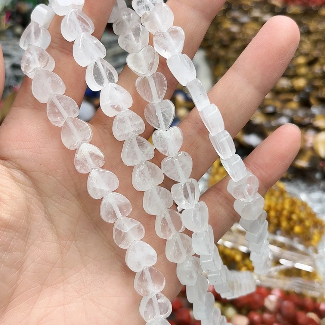 玛瑙/玉髓未镶嵌珠宝半成品卡十白水平面爱心一条