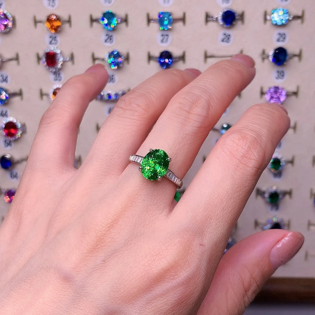 银S925镶嵌戒指碧玺