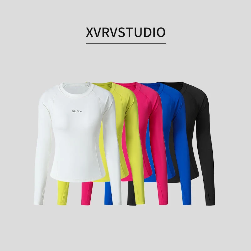 XVRV【秋上新】速干运动T恤2025跑步健身跳操长袖立体印花高弹上衣