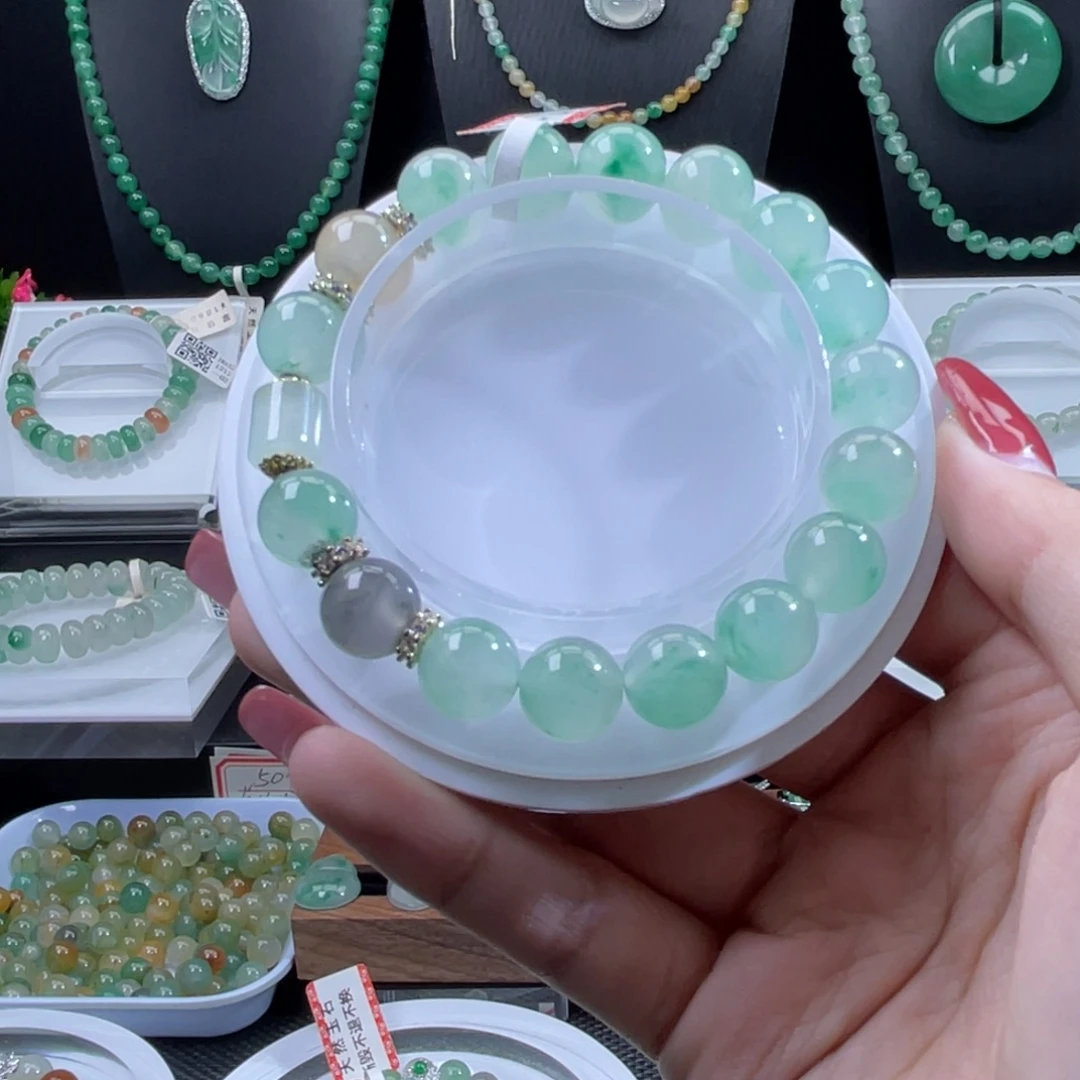 石英质玉（非洲翠）合金手串