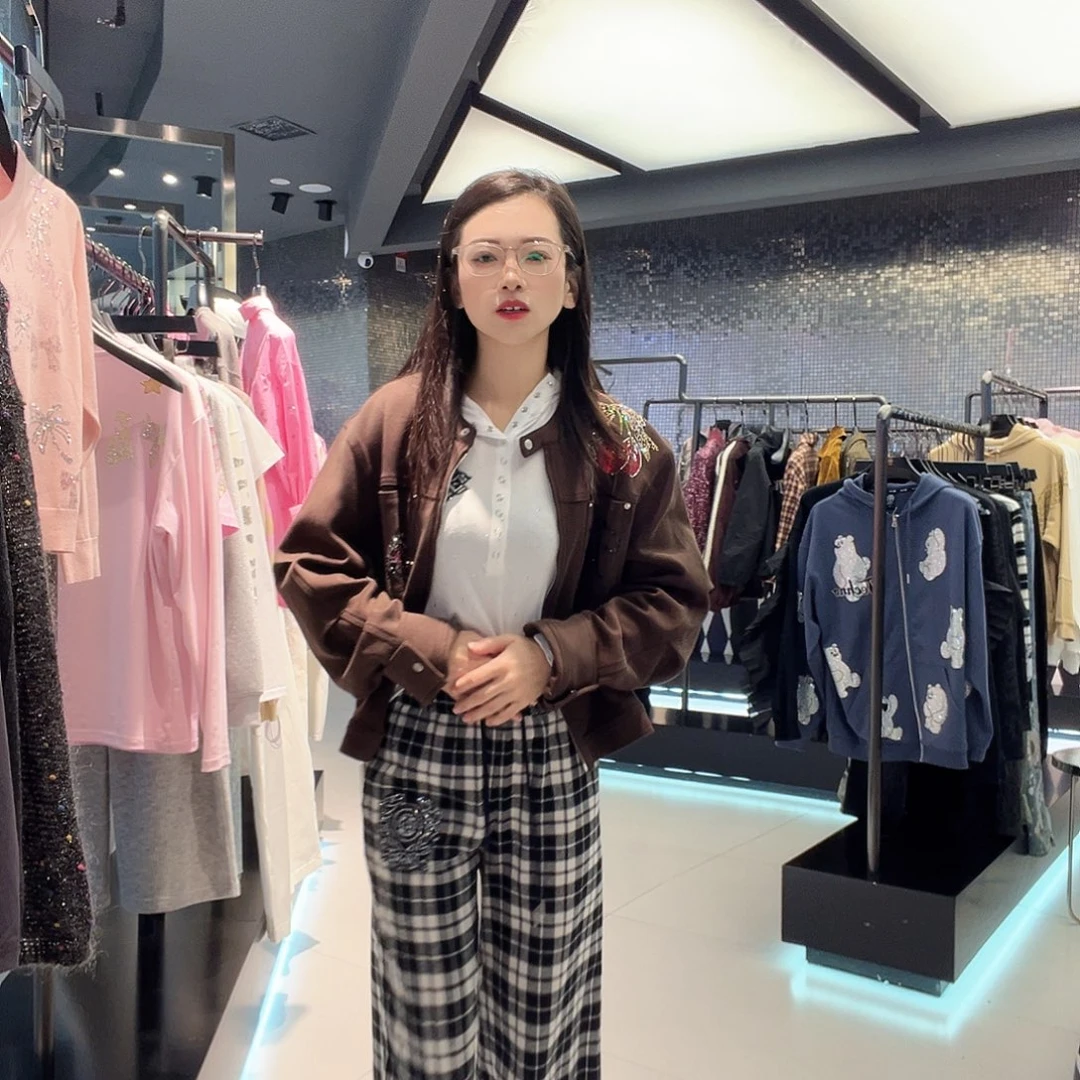 千鸟格长裤女款的