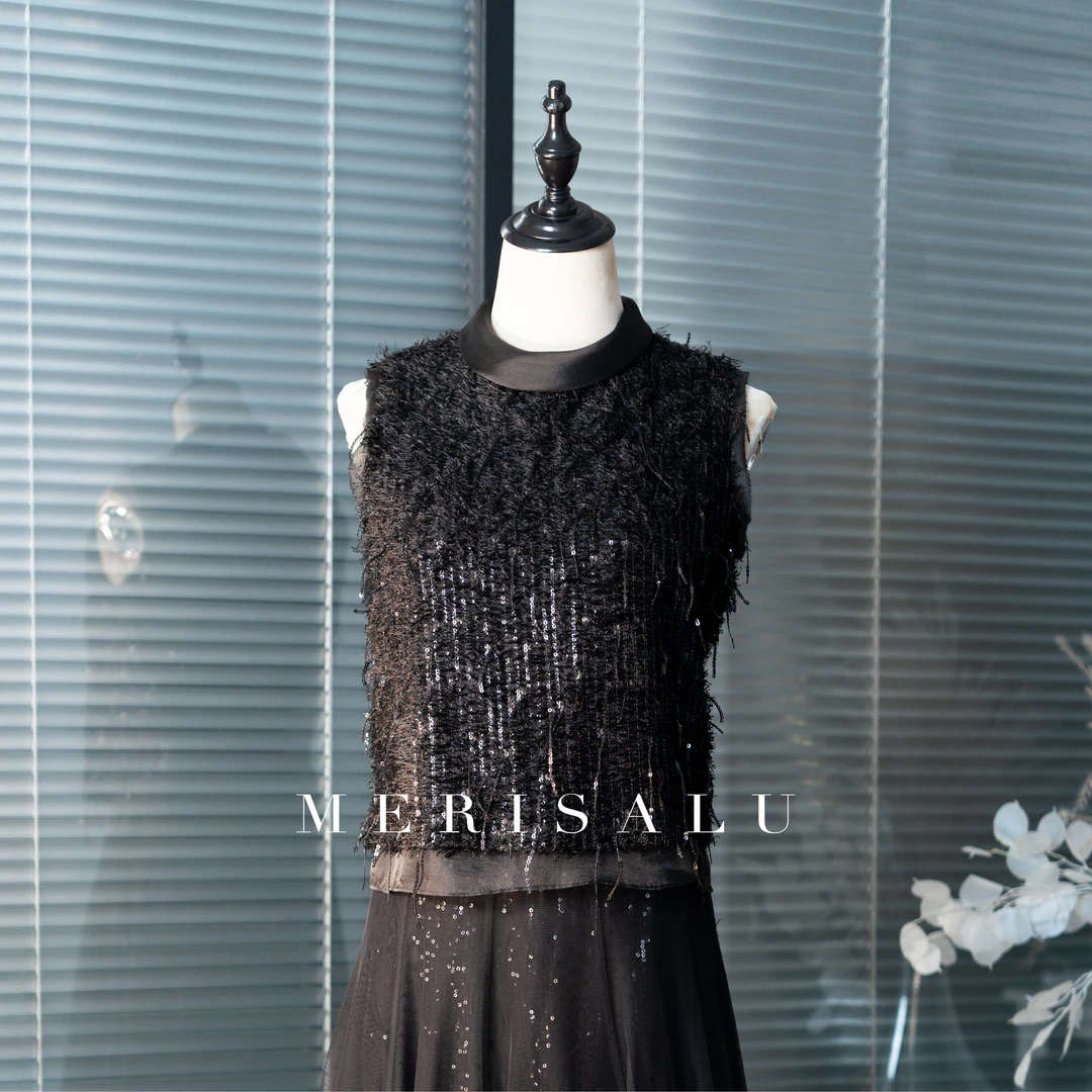 MERISALU【CHEN STUDIO】流动的星河-2025流苏亮片马甲上衣
